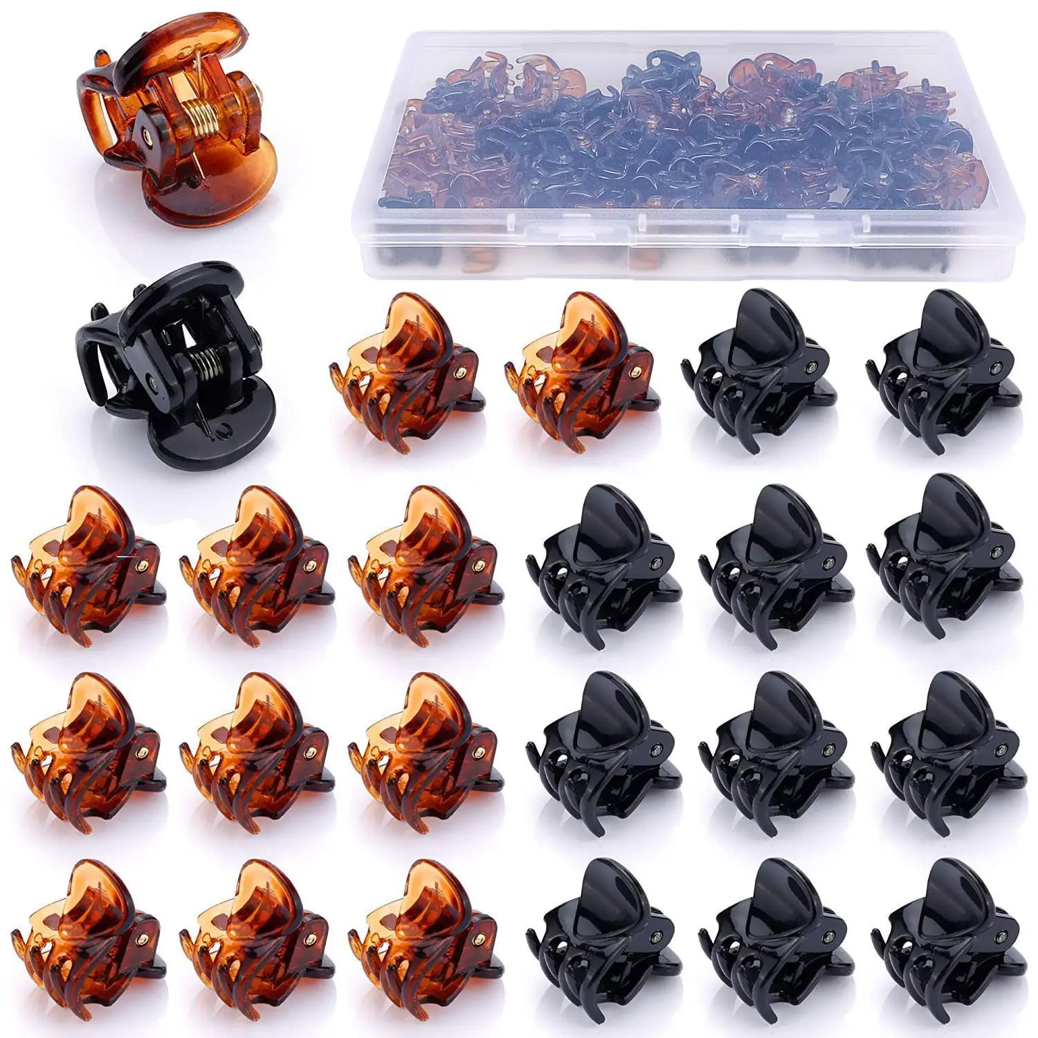 48 count Mini Hair Claw Clips, Black Brown Small Hair Clips for Girls Women Fine Hair Plastic Multifunction Clamp Clips Hair Accessories Gifts