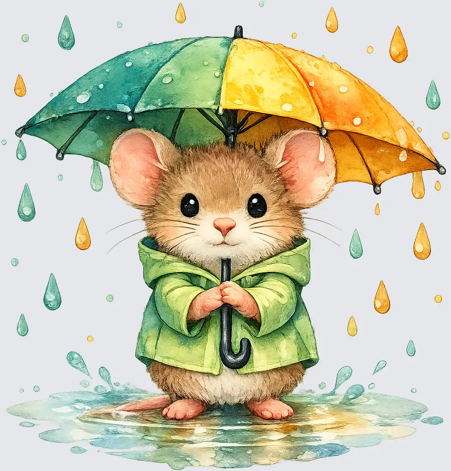 Mouse in rain puddle Mouse in rain puddle