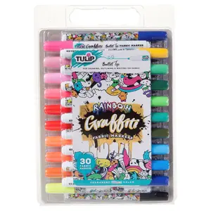 Tulip Graffiti Bullet-Tip Fabric Markers Rainbow 30 Pack