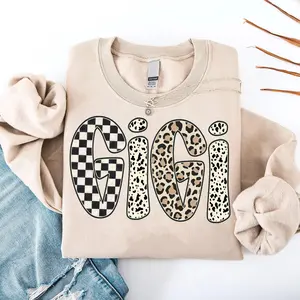 Checkered Gigi Sweatshirt, Grandmother Sweater, Checkered Crewneck, Gift For Her, Trending Sweatshirt, Gift For Her