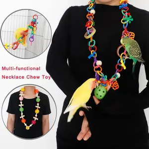 Colorful Parrot Necklace Toy | Interactive Chew and Mental Stimulation for Small to Medium Birds | Hanging Plastic Chain for Cage or Neck | Perfect for Parakeets, Lovebirds, and Conures | Vibrant Design for Enrichment and Bonding,Parrot Accessories Toy