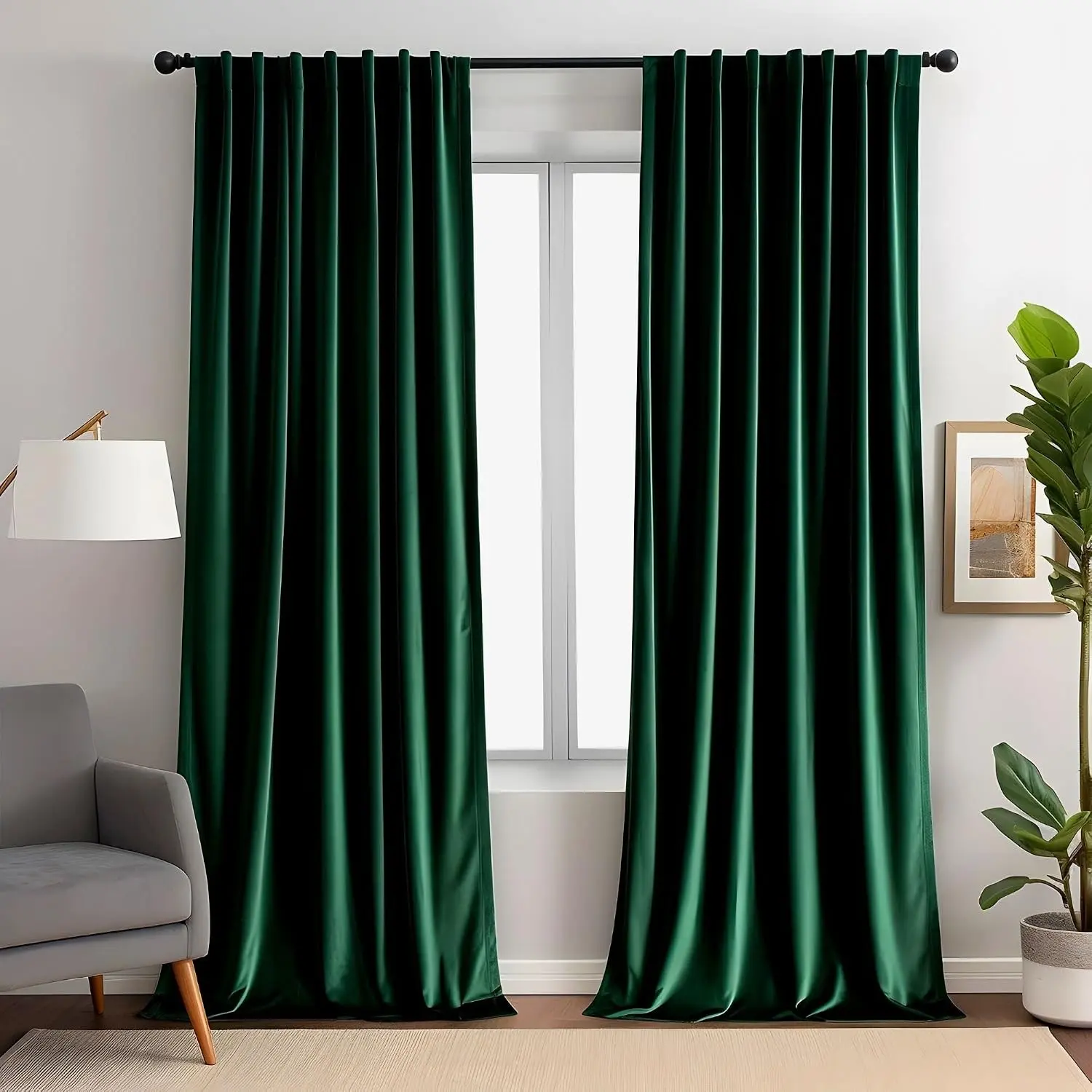Emerald Green Velvet Curtains 84 inches Long Luxury 80% Blackout Curtains for Bedroom Living Room,Thermal Insulated Super Soft Window Drapes Rod Pocket & Back Tab, 52" W x 84" L, 2 Panels