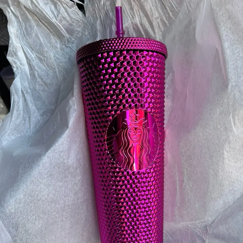 Starbucks New Sangria Pink Holiday USA Bling Studded Venti 24oz Tumbler