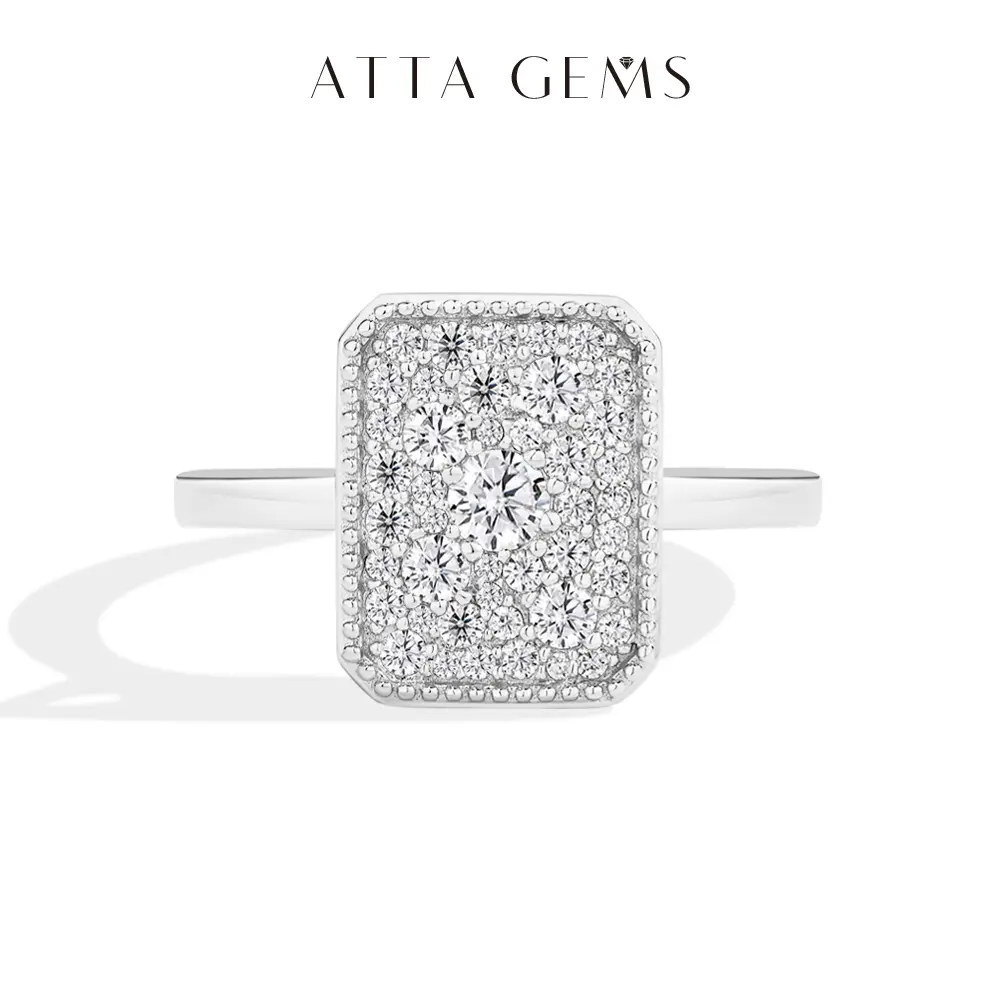 ATTAGEMS Luxury D Color Lab-Created Moissanite Ring, 18 Karat Gold Plated Sparkling Women's Engagement Ring, Daily Trendy Fine Jewelry Gift for Her R312, Engagement Rings summerwins,summerwins