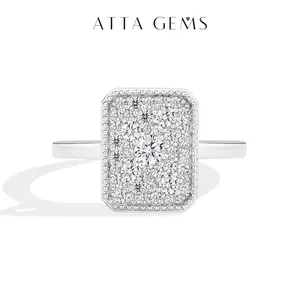 ATTAGEMS Luxury D Color Lab-Created Moissanite Ring for Women 18K Gold Plated Sparkling Daily Trendy Engagement Wedding Fine jewelry Gift for Her R312