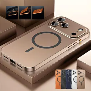Alloy Aluminum Metal Frame with MagSafe Magnetic PC Backboard (Not a full metal case), Phone Case for iPhone 17 Pro Max 17 Air 17Pro 16 15 14 13 12 Pro Max, Ultra Thin Phone Cover with Full Coverage Lens Protector,Wireless Charging Durable Shockproof Case