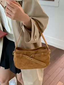 Ladies' shoulder bag, fashionable, simple, casual, retro, solid color suitable for daily commuting, shopping, dating, gift giving, versatile, Elegant Commuter Bag