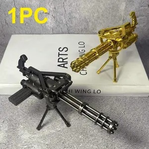 7inch 18cm Metal Gatling Pistol Figurine Model Gold Gun Katana Sword Anime Gatling Gun Ninja Knife Cosplay Prop Blade Original Samurai Sabre Real Size Japanese Katana Gatling Gun Gift Durable
