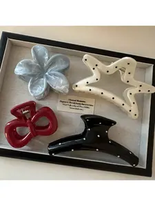 High-end Cute Transparent White Polka Dot Fashion Multi-hair Sweet Large Size Back of Head Shark Girl Hair Clip Hair Accessory