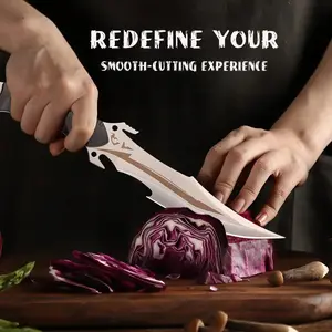 Hand forged stainless steel chef's knife - Sharp multi-purpose kitchen knife for meat, vegetables and boning - Professional butcher's carving knife, suitable for home cooking, camping barbecue, gift for men