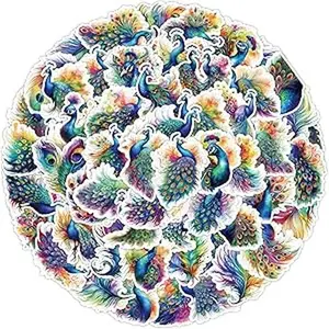 50 PCS Cute Peacock Stickers for Kids Teens, Vinyl Waterproof Aesthetic Stickers, Water Bottle Laptop Phone Skateboard Stickers for Adults Teens Kids