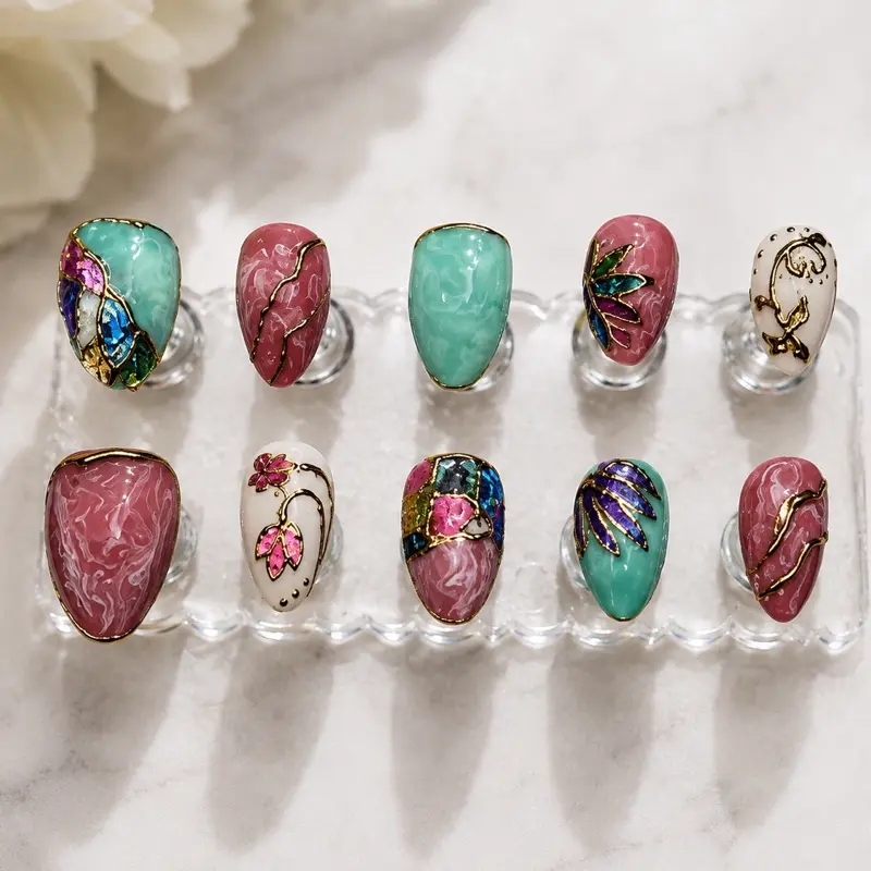 Painted Canyon Press-on Nails False Nails  Set of 10 Nails for Party Use almond square stiletto coffin quick nail