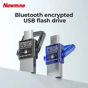 Newmine Ultimate 128GB USB-C & USB-A Flash Drive High-Speed Storage with Bluetooth Encryption Durable Metal Shell for Android MacBook Laptop PC Tablet