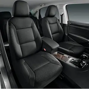 Air Cool Mesh Memory Foam Leather Front Car Seat Covers Thick Airbag Compatible for Cars Vans Trucks SUV Black nappa leather seat cover