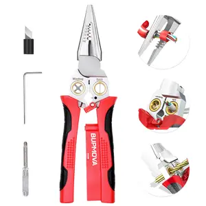 BUPMOVA 8 in 1 Wire Stripper Twister for Cutting and Pulling Wires, Cable Scissors,Voltage Tester Pliers, 12V to 250V Live,Null,Hot Wire Judgment AC DC, Audible and Flashing LED Alarms