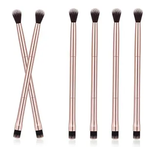 6 PCS Eye Makeup Brushes, Eye Shadow Applicators 2 in 1 Double Ended Concealer Brush Soft Eyeshadow Brushes for Blending Foundation Eyes Shadow Liner (Rose Gold)