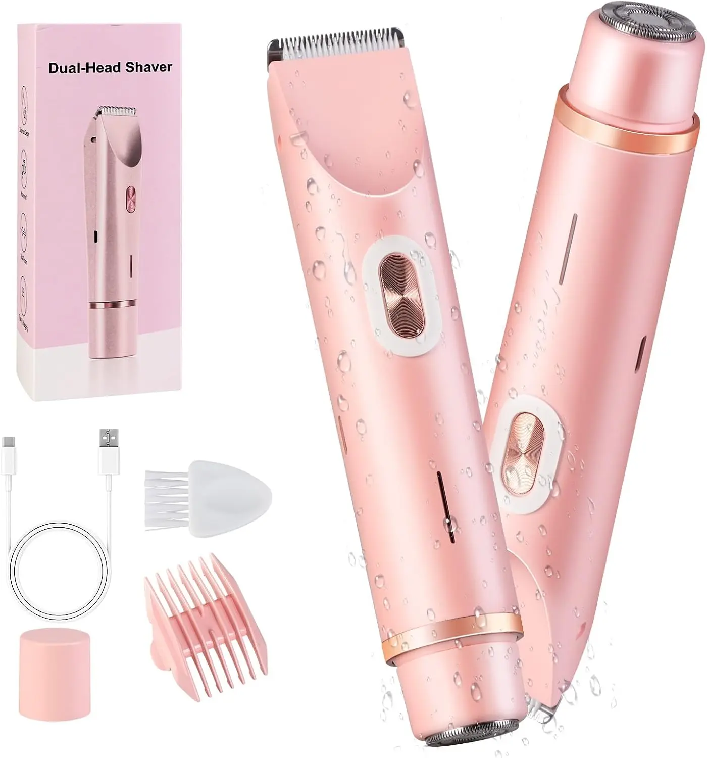 Bikini Trimmer for Women Electric Bikini Trimmer for Women 2 in 1 Dual Head Shaver Wo-Men Waterproof Painless Hair Removal for Sensitive Skin