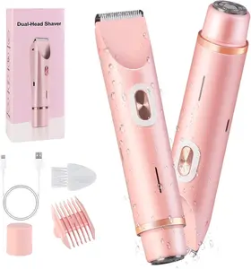 Bikini Trimmer for Women Electric Bikini Trimmer for Women 2 in 1 Dual Head Shaver Wo-Men Waterproof Painless Hair Removal for Sensitive Skin