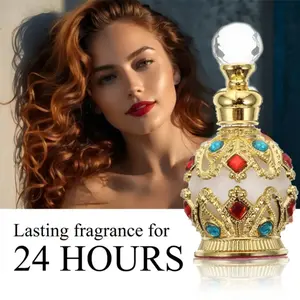[Luxury Arabian Perfume] Arabian Perfume for Women Halal Dubai Retro Concentrated Perfume Oil, Long-Lasting EDP with Floral & Fruity Notes, Vintage Luxury Scent in Elegant Glass Bottle with Golden Accents -15 ML Feminine Gift