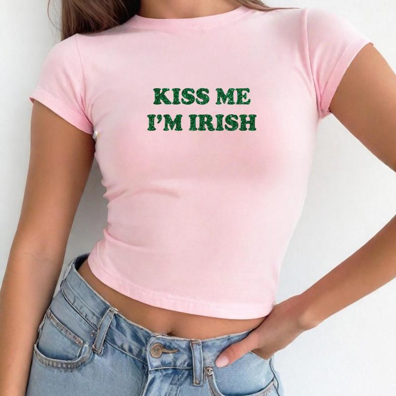Kiss Me I_m Irish SNUG Fit Crop Top LuckyY2K Baby Tee Gift For Her Y2K crop top Gift for friend Baby Tee St. Patrick_s Day Gift