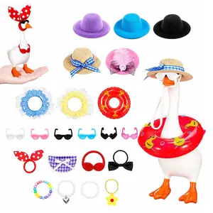 22Pcs Accessories Set for Desk Goose, Mix & Match Endless Styling Outfits & Accessories for Magnetic Desktop Goose Key Holder, DIY Freely Create Cute Daily Looks with Hats Glasses Jewelry Dresses& More, Perfect Desk Decor&Office Gift