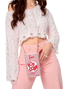 Women's Red Popcorn Shape Chain Shoulder Bag, Novelty Small Crossbody Bag ,Cute Fashion Handbag for Parties, Halloween Thanksgiving Christmas Gift, Stylish Crossbody Clutch, Fashionable Bags