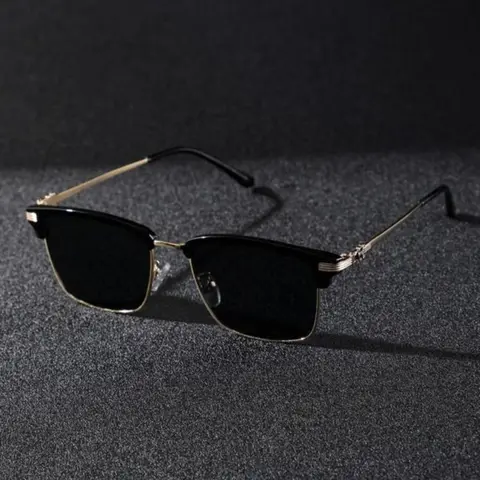 Men's Retro Square Browline Sunglasses, Trendy Vintage Sunglasses, Fashion Casual Uv400 Shades, High-Quality Metal Frame, Perfect for Outdoor Activities, Sun Protective Sunglasses