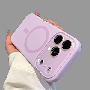 Skin-Friendly Liquid Silicone Magnetic Case for IP17 Pro Max Full Protection Anti-Drop Lens Protection Compatible with IP16/15/14 Pro Max tiktokshopspringglowup