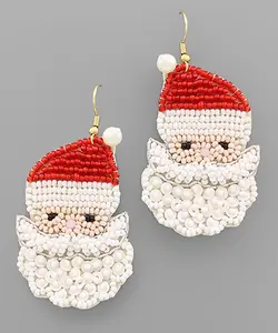 Santa Face Seed Bead Earrings