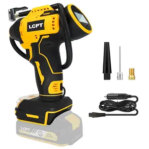 [Inventory Clearance] LCPT Cordless Car Tire Inflator & Portable Air Compressor Wireless Air Compressor — 20V Rechargeable Battery (Compatible with DeWalt 20V Max Tools) & 12V DC Car Power Adapter — Digital Pressure Gauge for Cars and Motorcycles