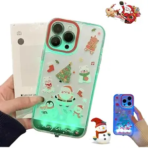 Christmas Light-Up Phone Case with Incoming Call LED Flash, Shockproof Protective Cover for iPhone 12 13 14 15 16 17promax, for Women Men and Kids of All Ages