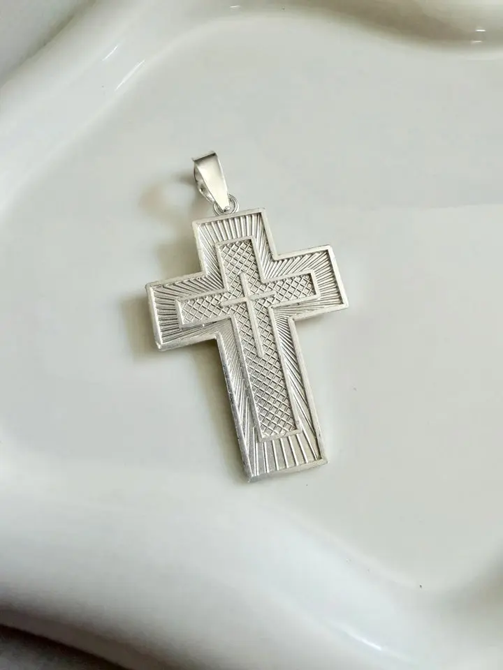 Silver 925 cross with Lord’s prayer in Spanish, Cruz con padre nuestro