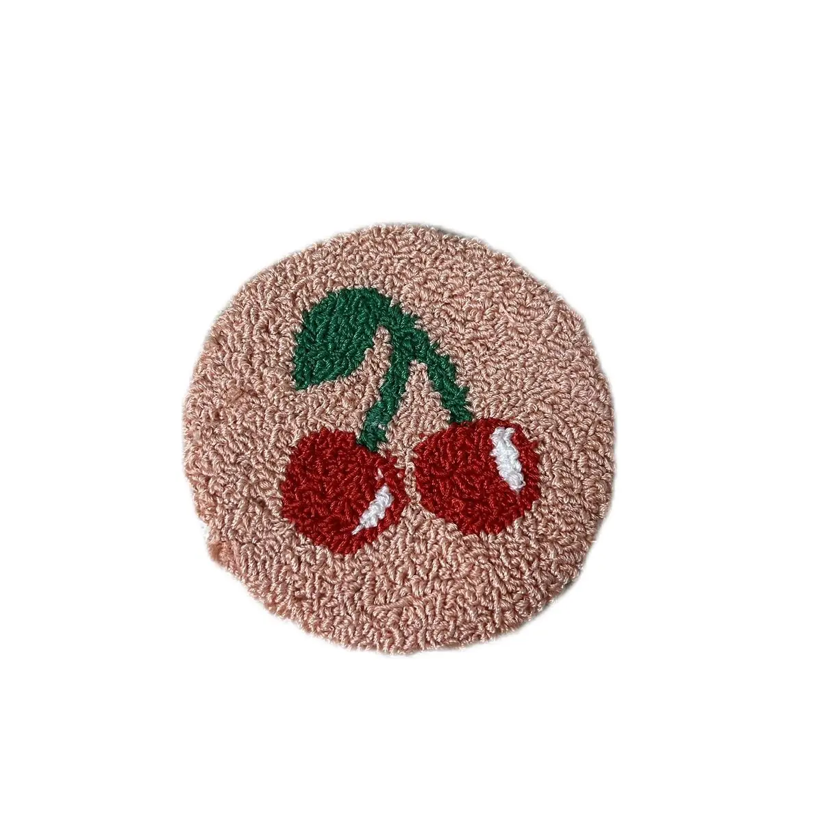 ThreadVibes Creation Punch Needle Handcrafted Cup Coasters Fruit Designs - Perfect for Home and Kitchen
