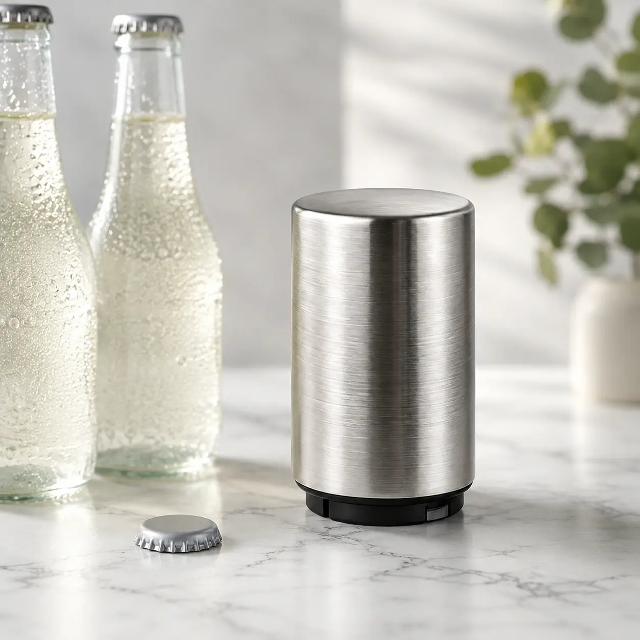 Premium Professional Magnetic Automatic Stainless Steel Bottle Opener | Push-Down Design for Quick Cap Removal in Kitchen, Home Bar & Restaurant