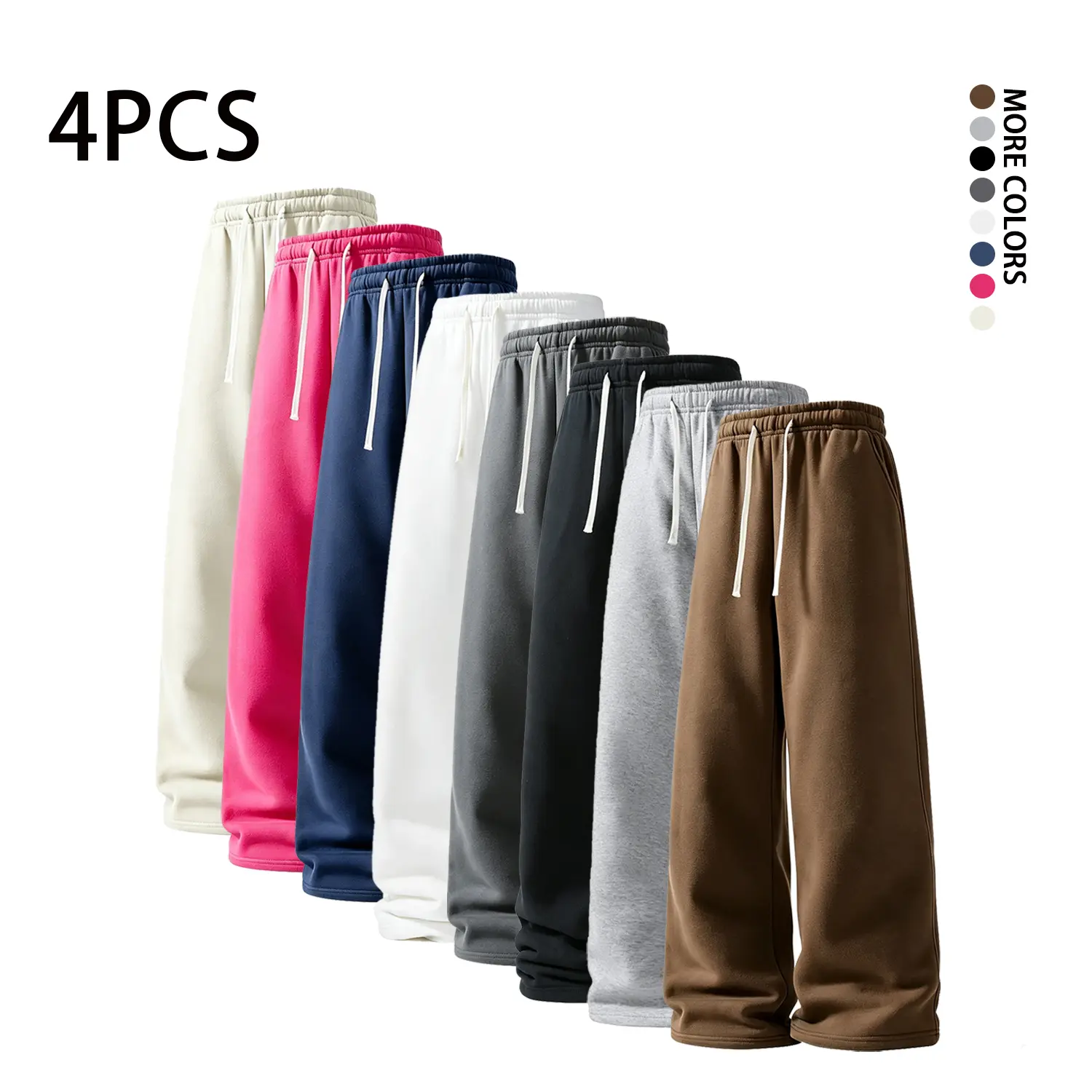 4-Pack Ultra Soft Wide-Leg Athletic Pants for Fall/Winter | Breathable athletic pants suitable for basketball, running, and fitness (available in 4-pack and single-piece options)