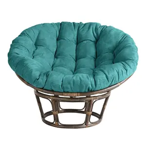 Teal Microfiber Papasan Chair Cushion, Round Chair Pads Thickened, Papasan Seat Cushion, 54 Inches Papasan Cushion for Living Room, Office, Bedroom