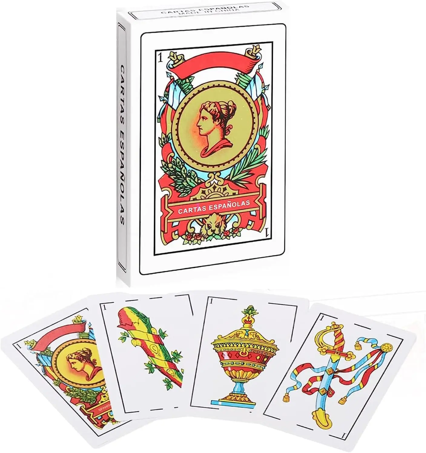 40-Card Spanish Playing Cards Deck - Baraja Española Set, Ideal for Classic Briscas and Lotería (Mexican, Puerto Rican Game Use)