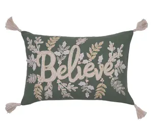 22" x 14" Believe Throw Pillow by Valerie