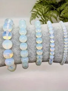 4/6/8/10/12mm Multiple Sizes Natural Stone White Opal Round Loose Spaced Beads, Suitable for DIY Jewelry Making Elegant Bracelets, Necklaces, Earrings Accessories, Gifts for Men and Women