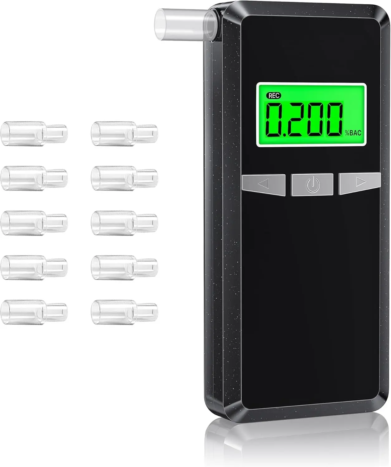 Breathalyzer,2026 Upgraded Alcohol Tester with Blue LCD Digital Display,Portable Alcohol Tester for Home or Party Use with 10 Mouthpieces