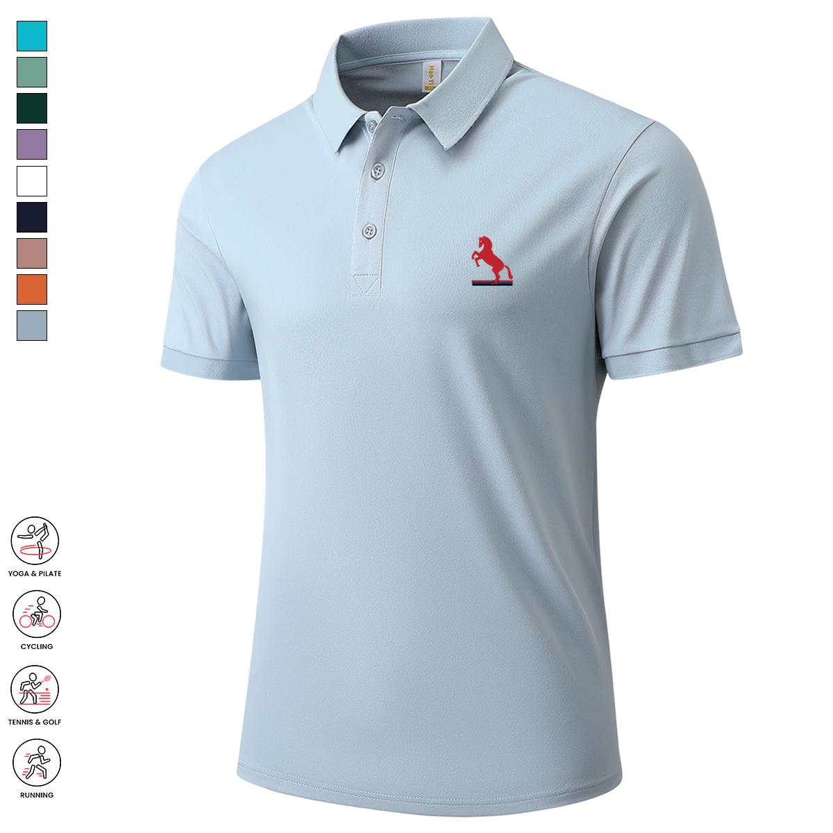Men’s 7-Pack Summer Polo Shirts - Breathable, Sweat-Absorbing, Conservative, Front-Placket, Preppy, Short-Sleeve, Solid-Color, Regular-Fit Casual Sporty Apparel for Outdoor Activities, Everyday Wear, Conservative Polo Shirts, Front-Placket Polo Shirts