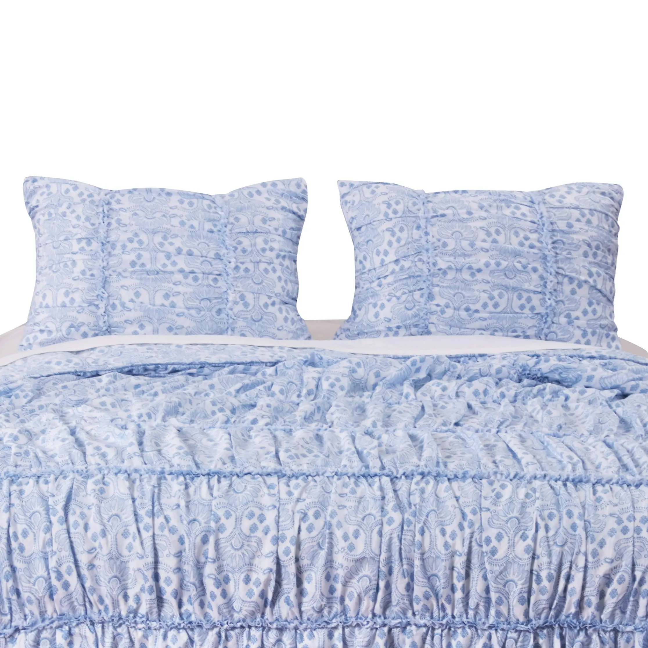 Greenland Home Helena Ruffle Blue Standard Sham, 20x26 Inches