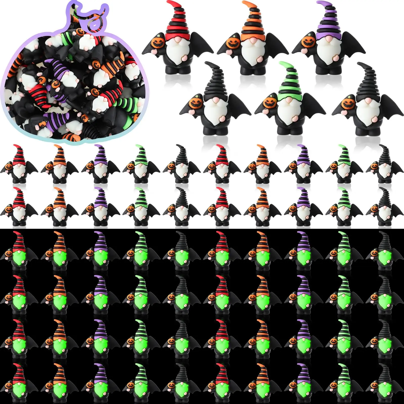 Gejoy Halloween Mini Gnomes Figures Colorful Tiny Gnomes Ornament Mini 3D Gnomes Gift for Teenagers, Office Coworkers Friends Family To hide and seek, Desktop Decorations for Car Office Home Garden Birthday Party