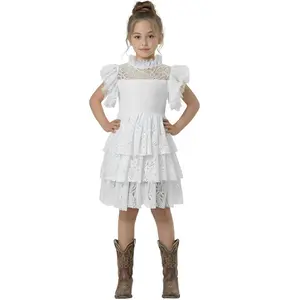 2Bunnies Girls' 12M-8yr Baby Girl Iris Floral All Lace Boho Flower Girl Dress White 3T