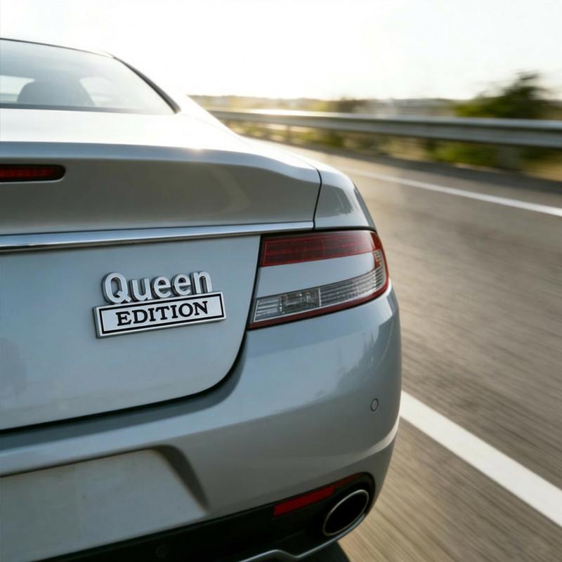 Queen Edition 3D Emblem Sticker, Badge Durable Metal Construction Funny Decals for Car Truck SUV Motorcycle Universal Fit Easy Peel and Stick Installation(Black White,Queen)