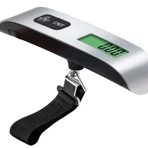 Portable Digital Luggage Scale - Heavy Duty Compact Handheld Weigher with Hanging Hook, Backlit LCD, 110lb Capacity, Pounds/Lbs, Button Operation, Overload Alert, Auto Shut-Off for Farmers Market Use, Multi-Purpose