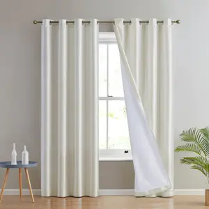 HLC.me Jefferson Faux Silk Grommet Curtain Panels - Set of 2 - Fits 1.5 Inch Rod - Machine Washable Lightweight Romantic Look