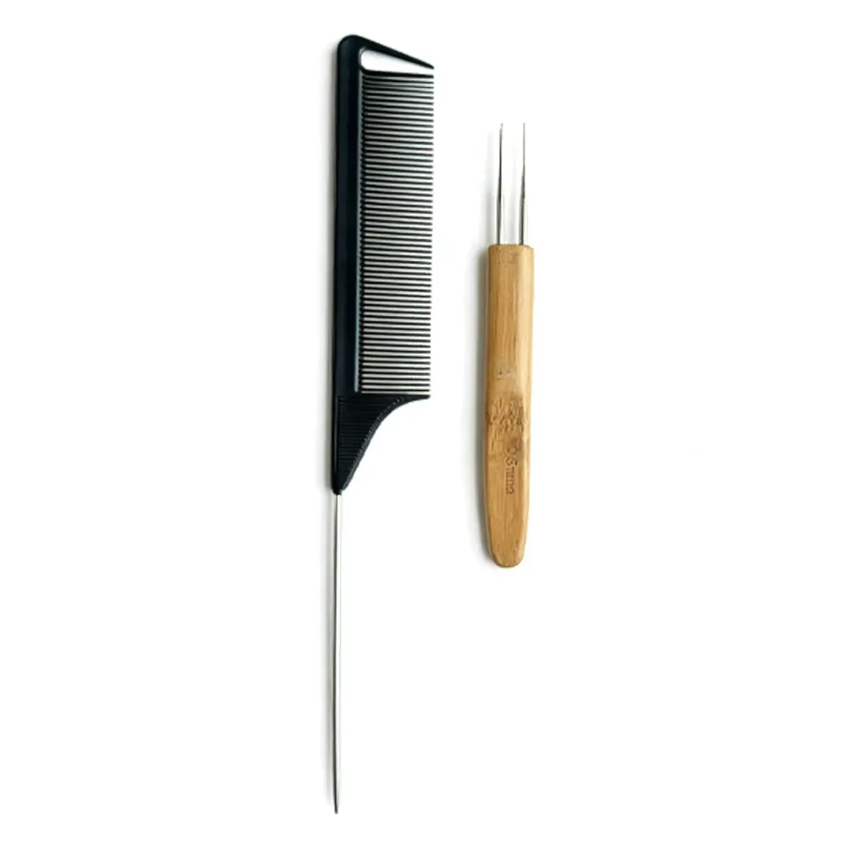 DATANALA Dreadlock Crochet Tool Kit - 0.5mm Stainless Steel Double Needle Interlocking Tool with Bamboo Handle, Durable Smooth Locking Needle Comb for Haircare Loc Repair & Installation