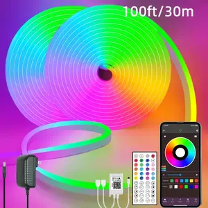 15M USB Powered Touch LED Neon Light Strip - Flexible, Portable, No-Dead-Spot Wall and Cabinet Lighting for Home Decor, Reading, TV Background and Atmosphere Enhancement, Bedroom Neon Lights