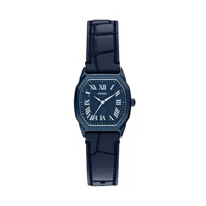 Fossil Women's Harlow Three-Hand Navy Leather Watch